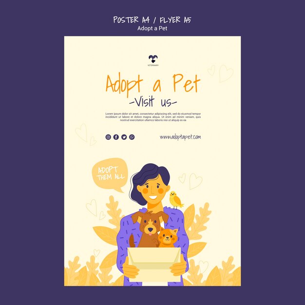 Adopta un diseño de plantilla de póster para mascotas
