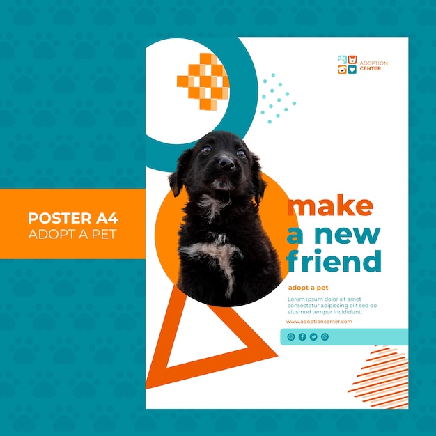 PSD gratuito adopta un diseño de póster para mascotas
