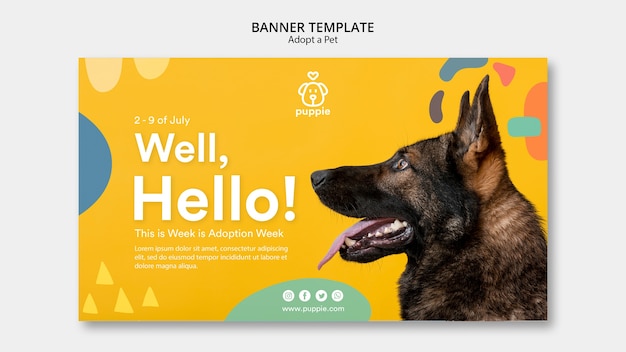 PSD gratuito adopta una plantilla de banner horizontal para mascotas