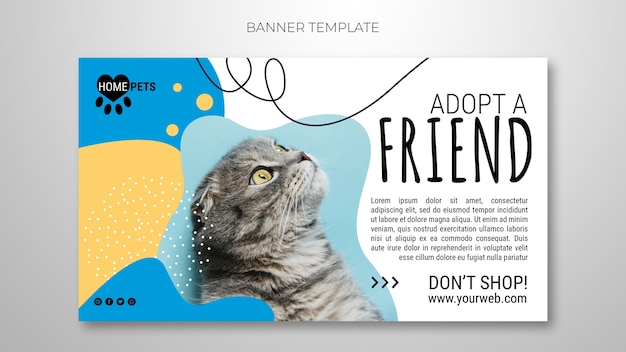 PSD gratuito adopta una plantilla de banner para mascotas con foto de gato