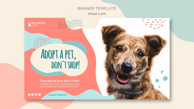 PSD gratuito adopta una plantilla de banner para mascotas con perro