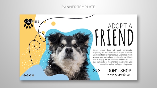 PSD gratuito adopta una plantilla de banner para mascotas