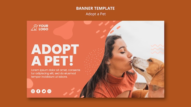 PSD gratuito adopta una plantilla de banner para mascotas