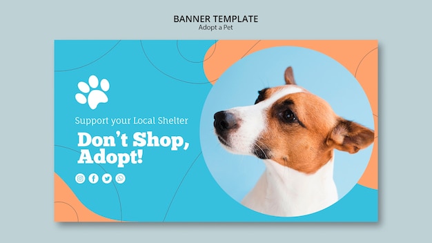 PSD gratuito adopta una plantilla de banner para mascotas