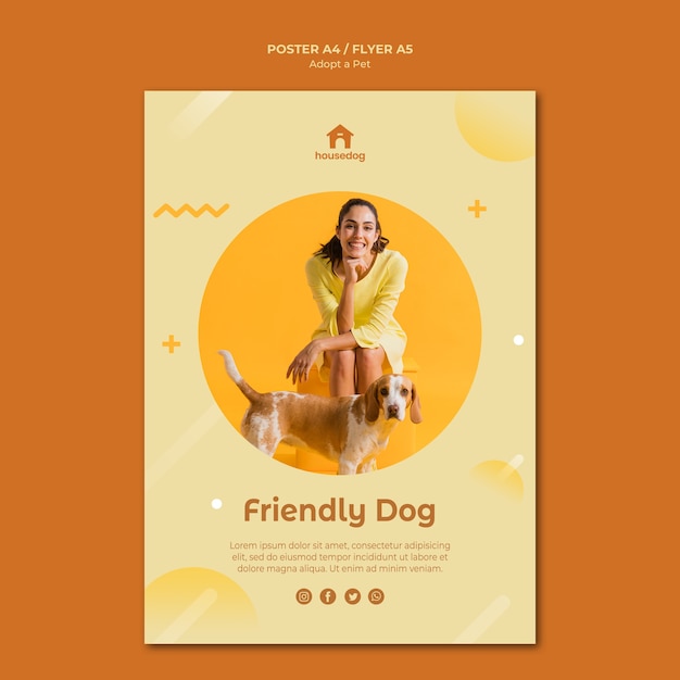 Adopta un póster de plantilla de perro