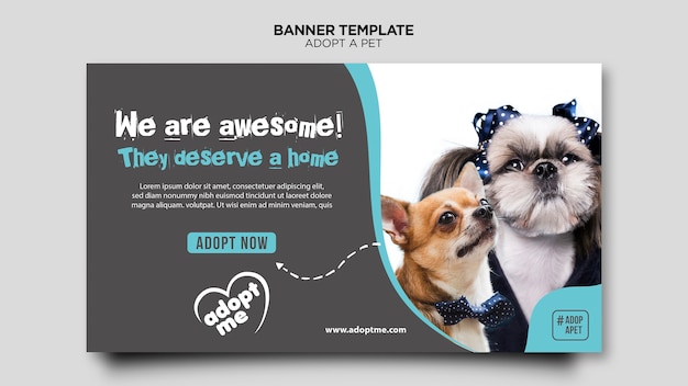Adoptar plantilla de banner de animales