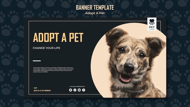 PSD gratuito adoptar una plantilla de banner de concepto de mascota