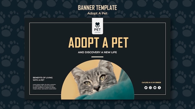 PSD gratuito adoptar una plantilla de banner de concepto de mascota