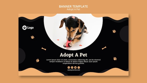 PSD gratuito adoptar una plantilla de banner de concepto de mascota