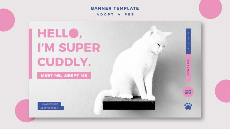 PSD gratuito adoptar una plantilla de banner de concepto de mascota