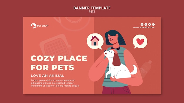 Adoptar plantilla de banner de mascotas