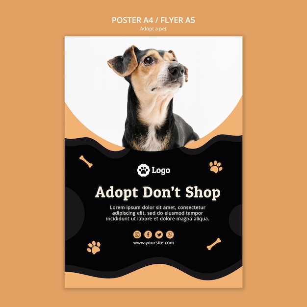 Adoptar una plantilla de póster de concepto de mascota