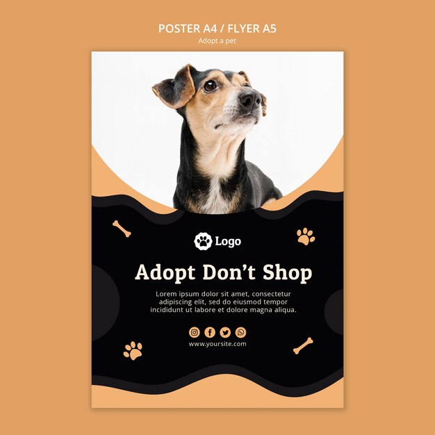 Adoptar una plantilla de póster de concepto de mascota