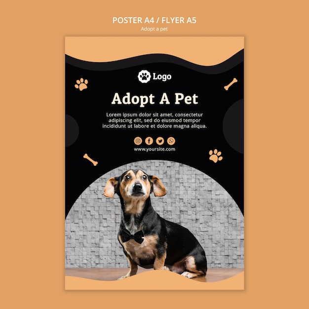 Adoptar una plantilla de volante de concepto de mascota