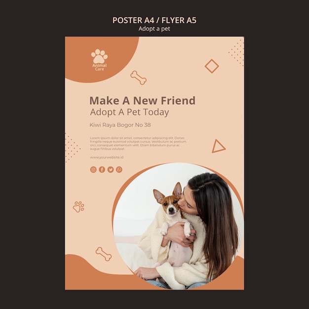 PSD gratuito adoptar tema de plantilla de póster para mascotas