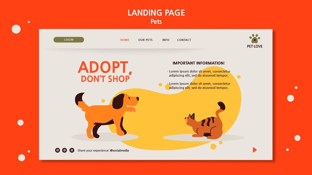 Adopte una página de destino para mascotas