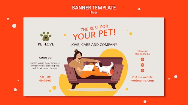 PSD gratuito adopte una plantilla de banner para mascotas
