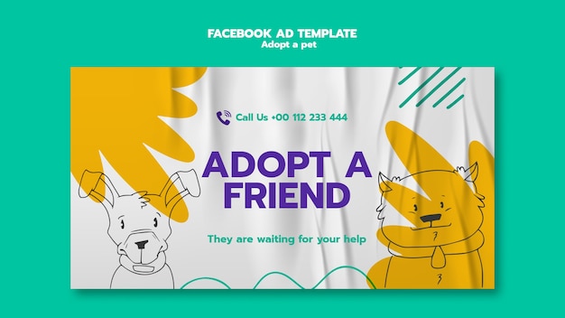 PSD gratuito adopte una plantilla de facebook para mascotas