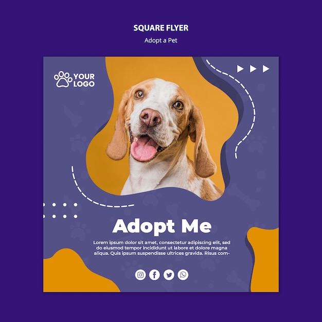 Gratis PSD adopteer een flyer voor huisdieren