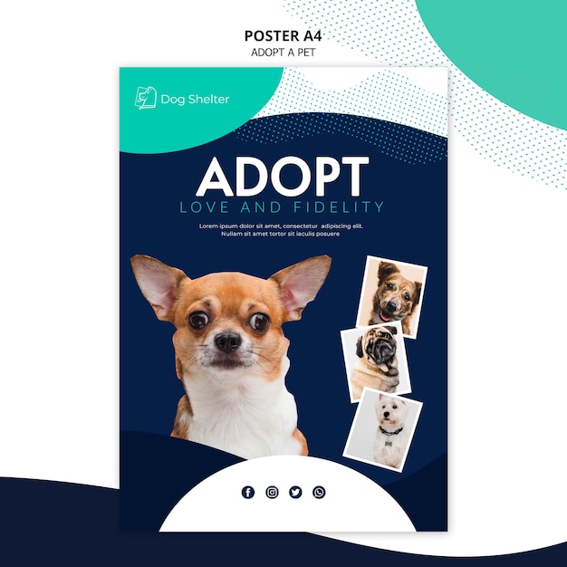 Adopteer een huisdier poster sjabloon