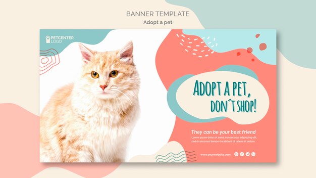 Adopteer een sjabloon voor huisdierenbanners met kat