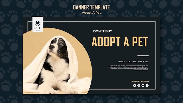 Gratis PSD adopteer een sjabloon voor spandoek voor huisdieren
