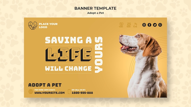 Gratis PSD adopteer een sjabloon voor spandoek voor huisdieren