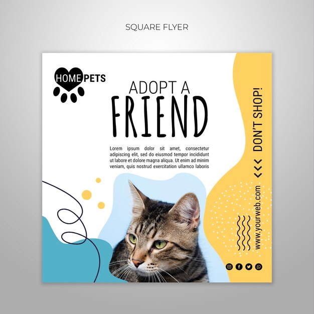 Adopteer een vierkante sjabloon voor huisdieren