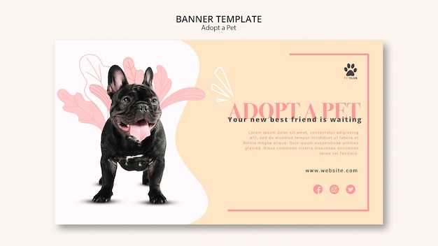 Gratis PSD adopteer huisdier banner sjabloon thema