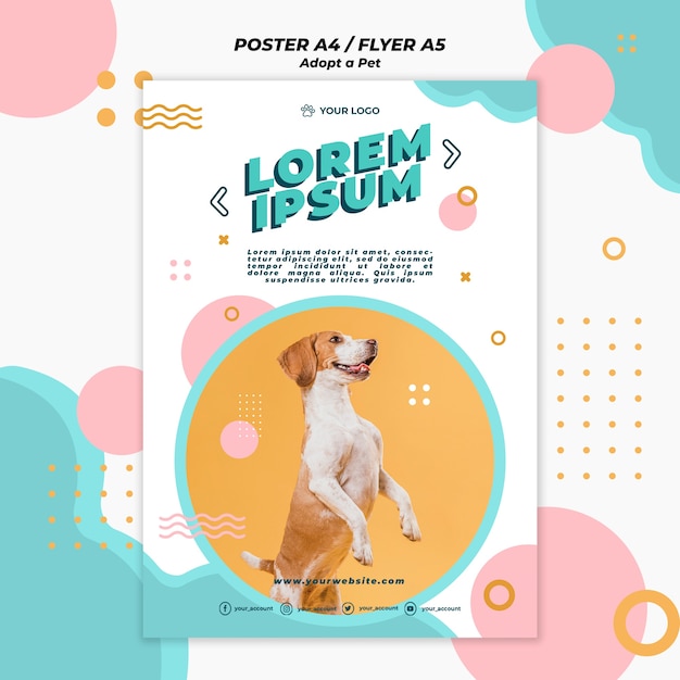 Gratis PSD adopteer huisdier poster sjabloon thema