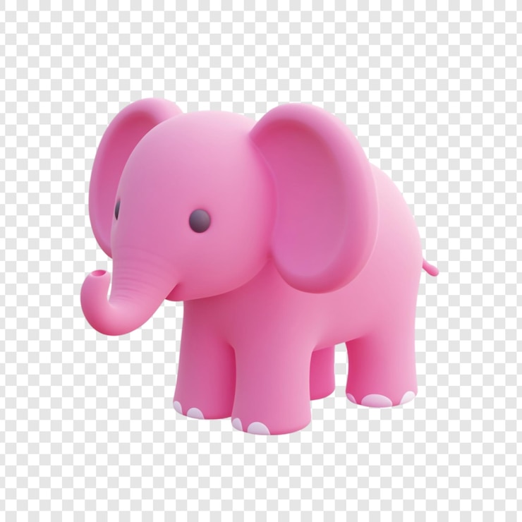 PSD gratuito adorabile elefante rosa bambino animale cartone animato carino 3d rendering dolce