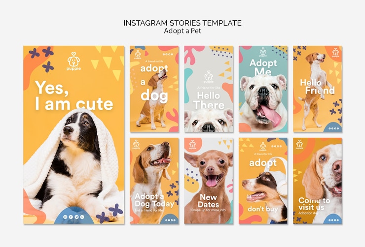PSD gratuito adotta storie di instagram per animali domestici