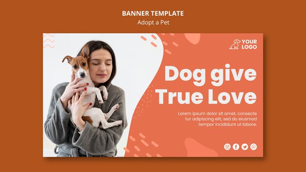 Adotta uno stile modello banner per animali domestici