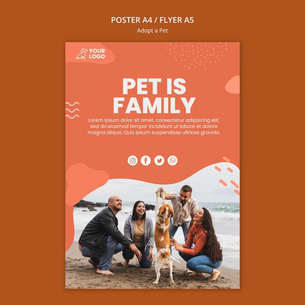 Adotta uno stile modello di poster per animali domestici