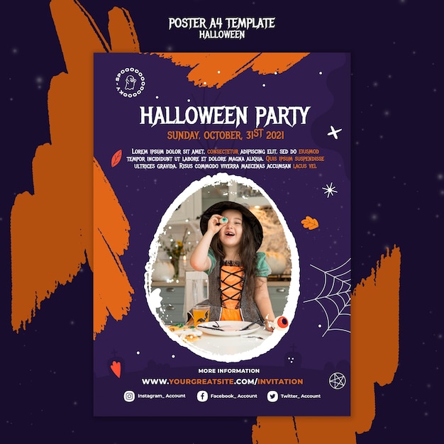 Gratis PSD afdruksjabloon halloweenfeest