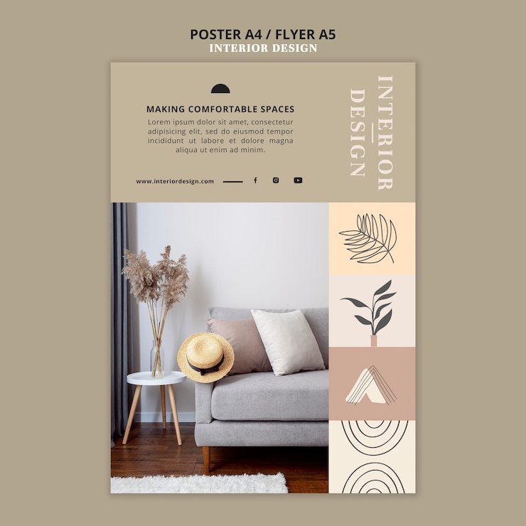 Gratis PSD afdruksjabloon voor interieur