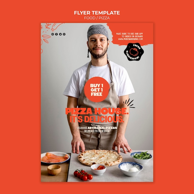 Gratis PSD afdruksjabloon voor pizzarestaurant