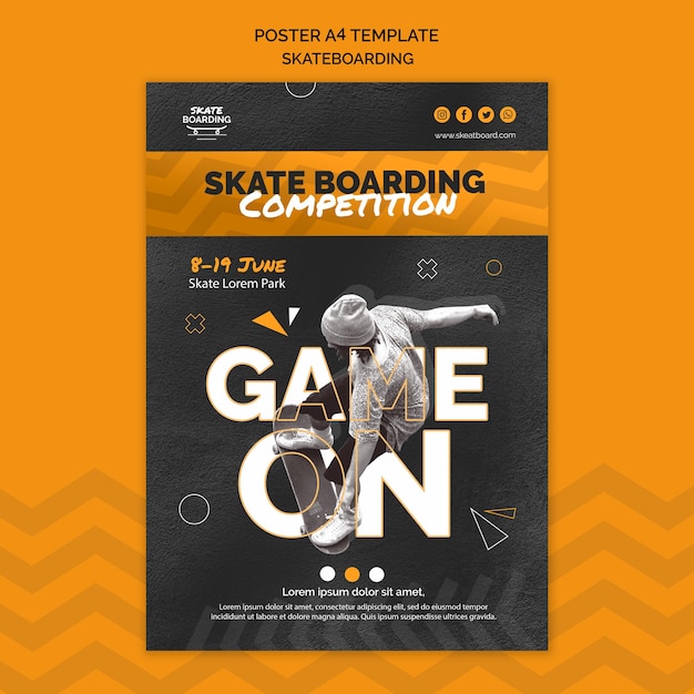 Gratis PSD afdruksjabloon voor skateboarden met foto