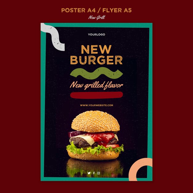Affichemalplaatje voor hamburgerrestaurant
