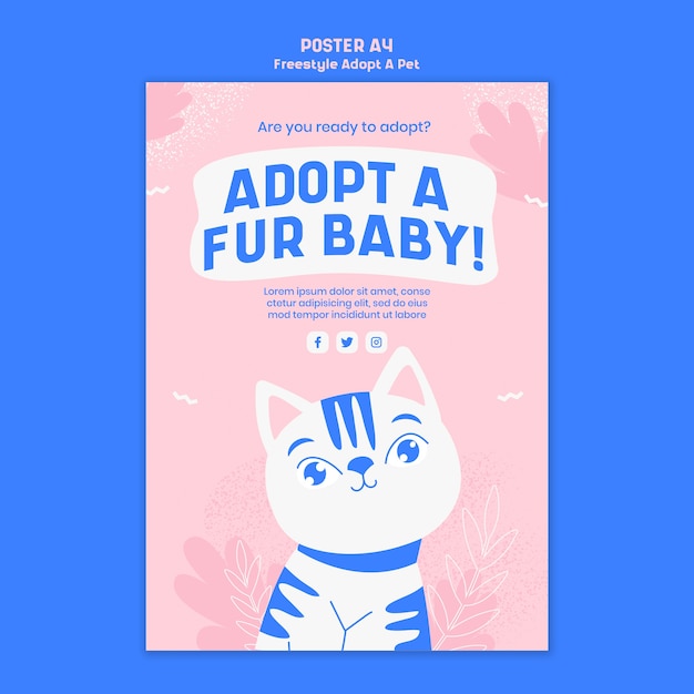 Gratis PSD affichethema met adopteer huisdier