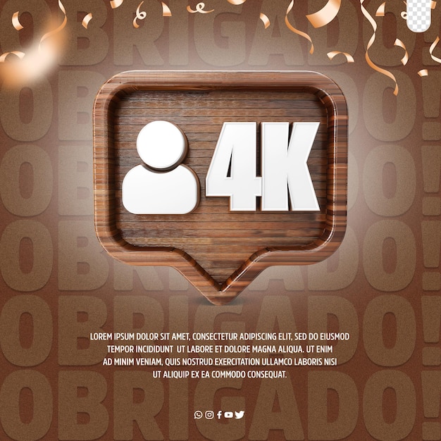 PSD gratuito un afiche para un evento en las redes sociales con las palabras 4k en él 3d logo 4k seguidores