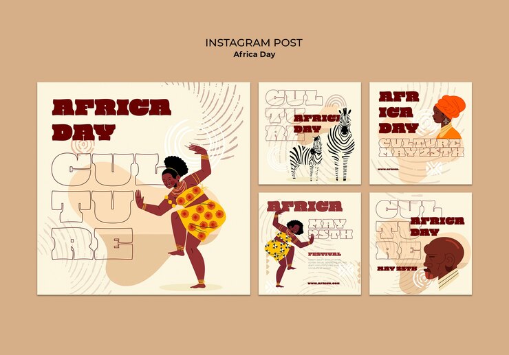 PSD Gratis africa day celebration  instagram posts template