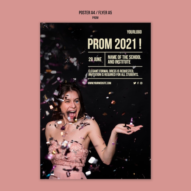 Gratis PSD afstudeer prom afdruksjabloon