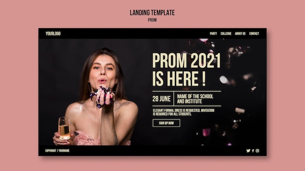 Gratis PSD afstudeer prom-bestemmingspagina-sjabloon