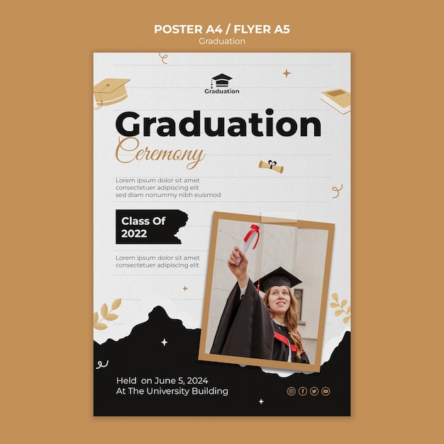 Gratis PSD afstudeerfeest poster sjabloon