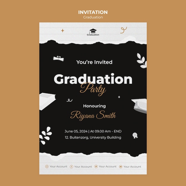 Afstuderen feest uitnodiging sjabloon