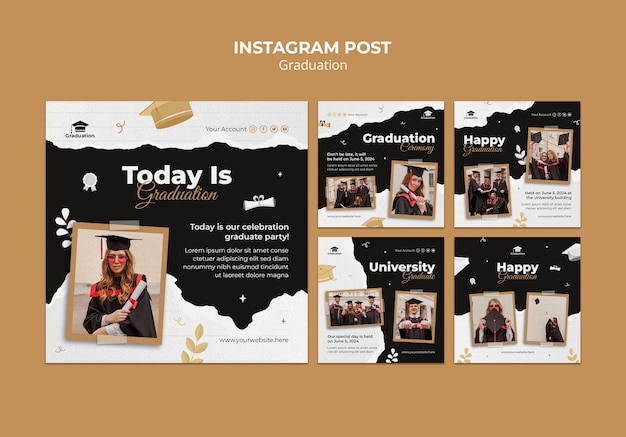 Gratis PSD afstuderen viering instagram posts