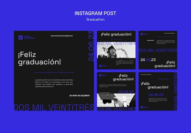 Gratis PSD afstuderen viering instagram posts