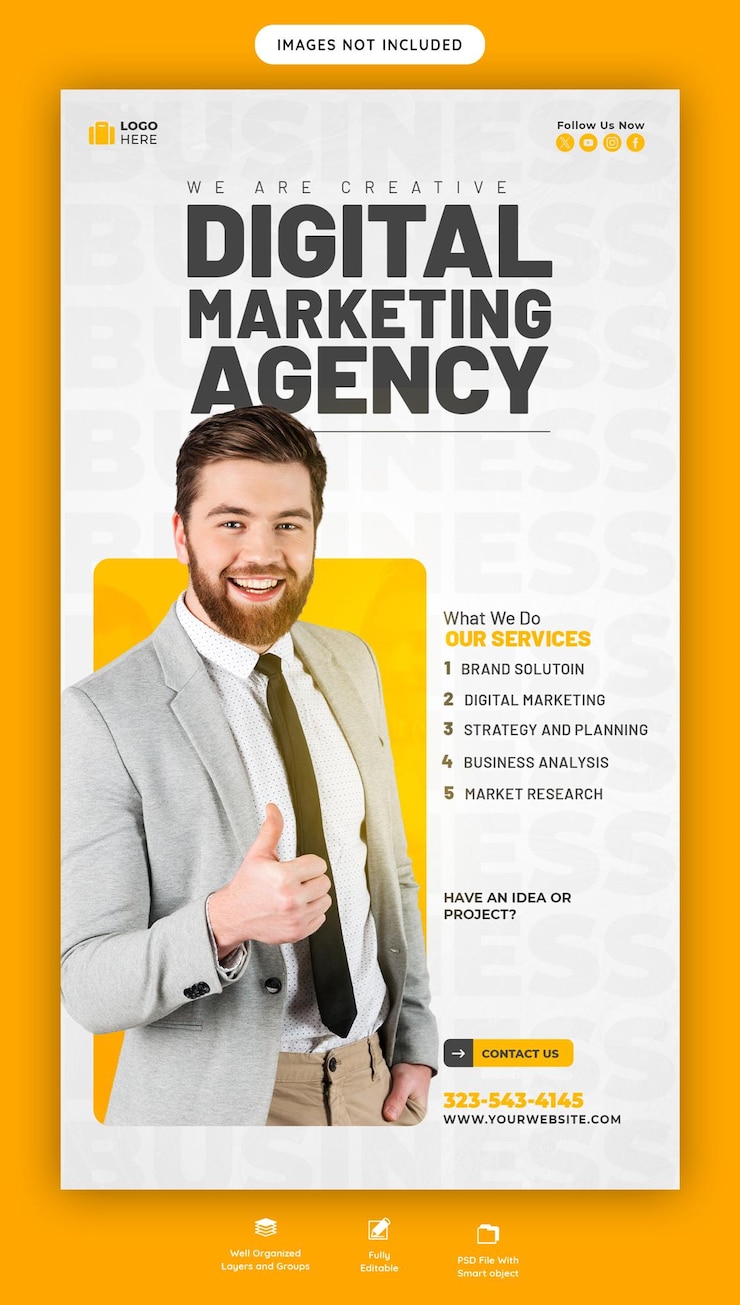 PSD gratuito agencia de marketing digital y plantilla de historia corporativa de facebook e instagram