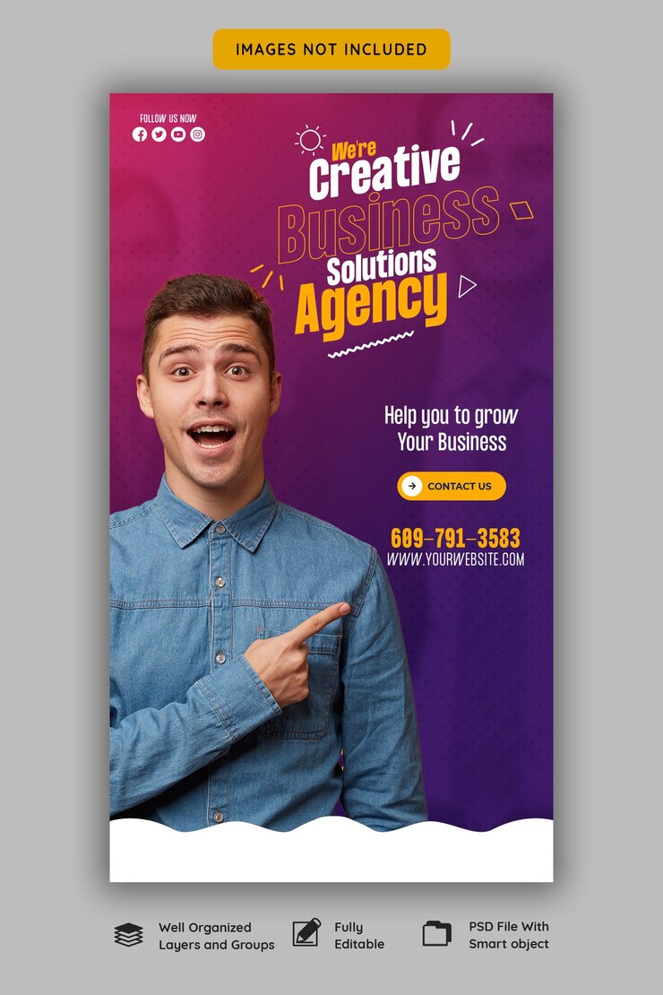 PSD gratuito agencia de marketing digital y plantilla de historias corporativas de facebook e instagram